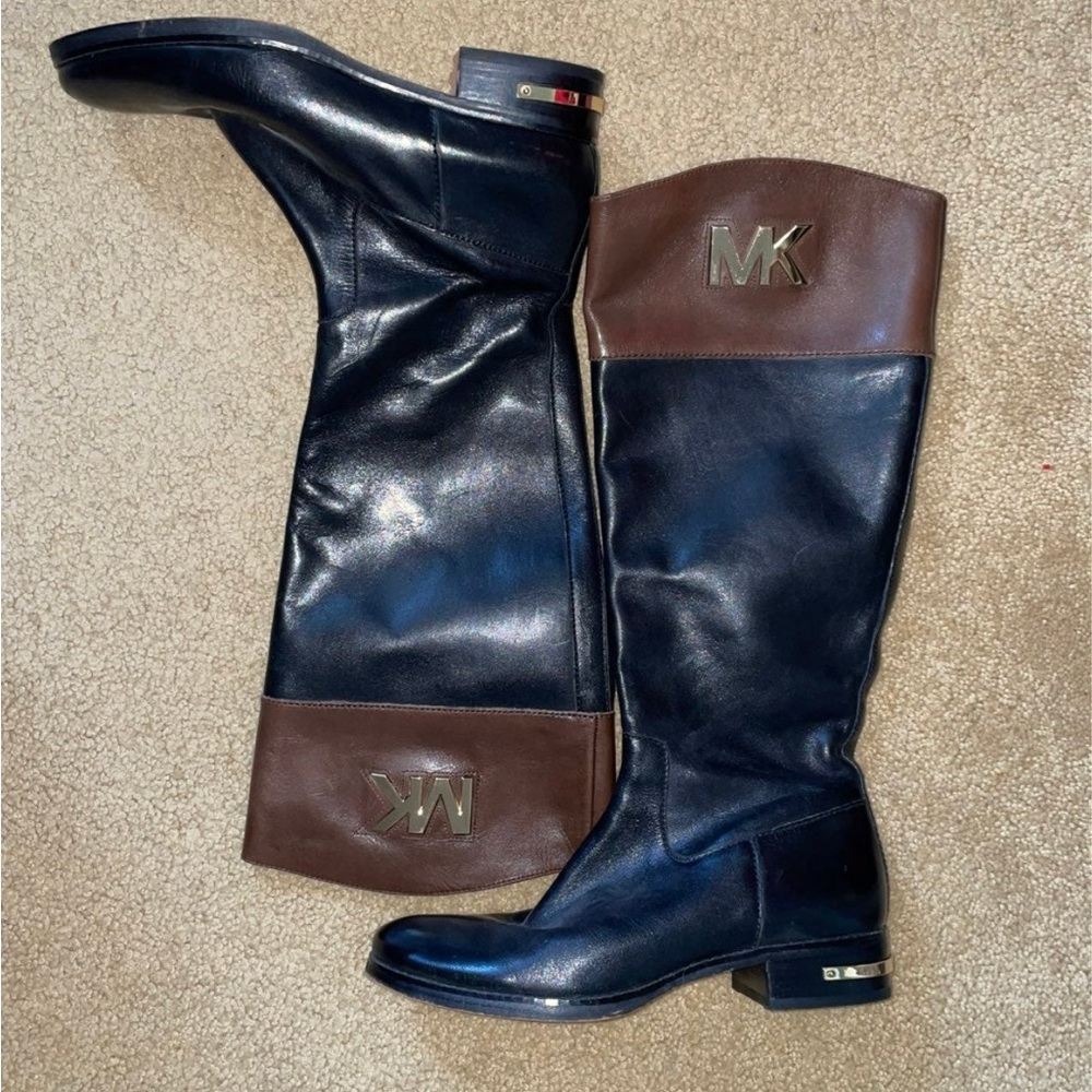 Michael Kors Men's Black and Brown Leather Boots